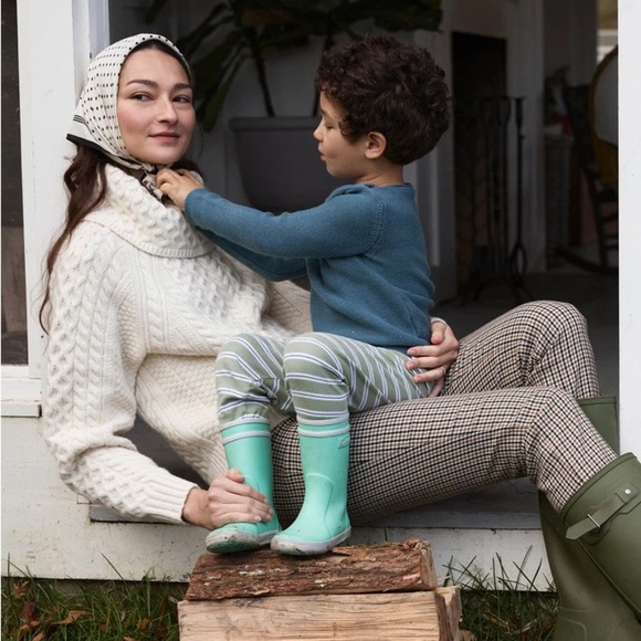 NWT Doen Gillian Fisherman Cable Knit Wool Cotton Roll Turtleneck Sweater Ivory - Picture 2 of 10